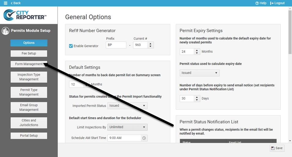 Create categories for permit forms
