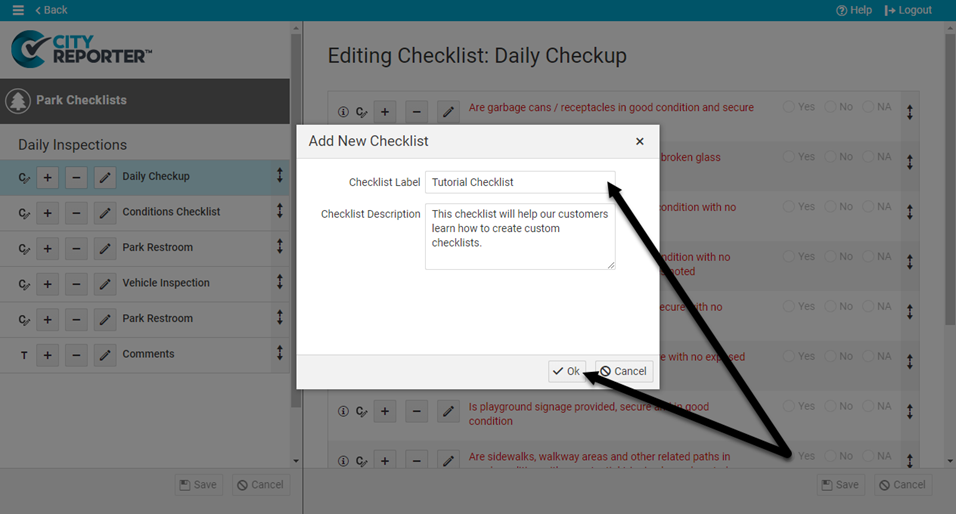 Create custom checklist