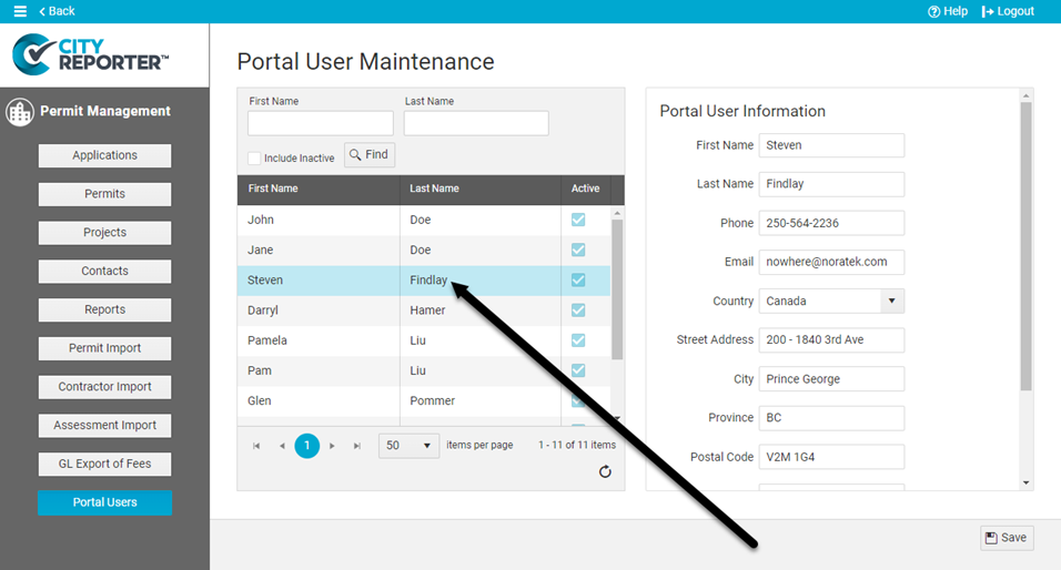Permit portal users